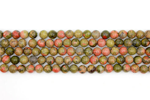 Unakite Gemstone Beads, 8mm, Round